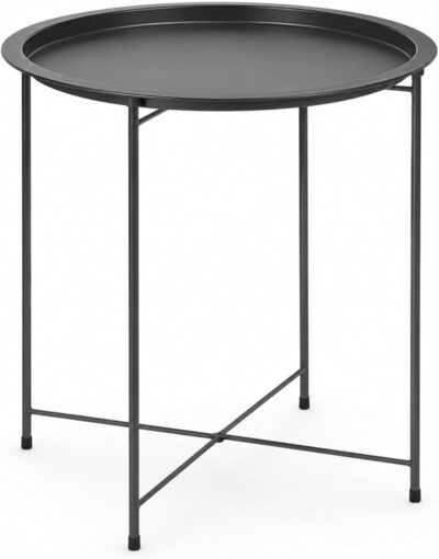 JAMAX Mesa Auxiliar Plegable de Metal para Salón y Oficina...