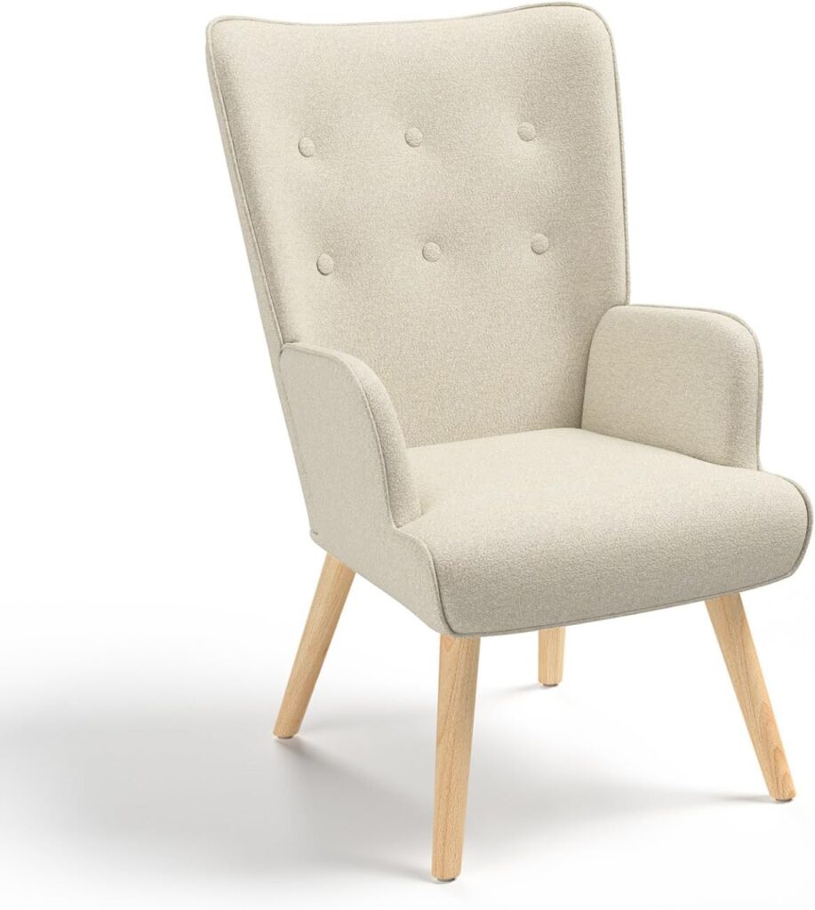 IDMarket – Silla escandinava Ivar en Tela Beige