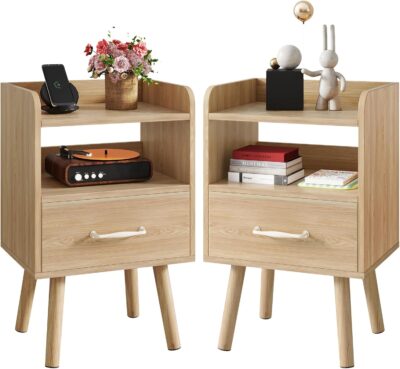 YMYNY Set de 2 Mesitas de Noche, Mesa Auxiliar de Sofá, Mesa...