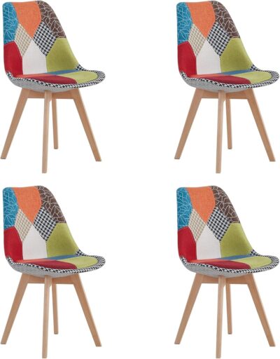 BenyLed Juego de 4 Sillas de Comedor con Diseño de Patchwork con...