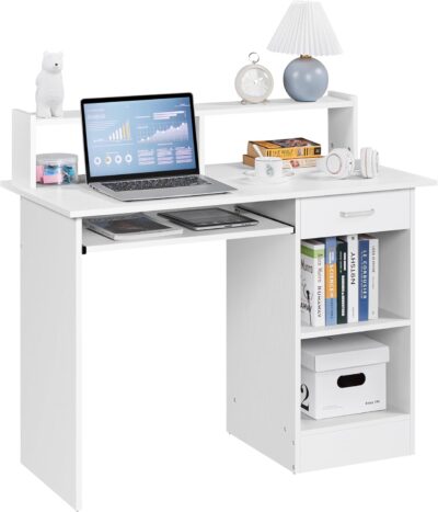 Yaheetech Mesa Escritorio de Ordenador con Estanteía y Cajón...