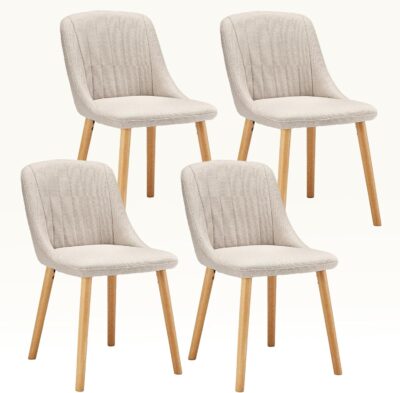 Goeurvant Silla Comedor Set 4 Cómodas Sillas Comedor Pata Madera Diseño...