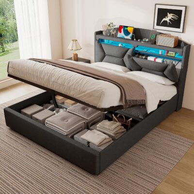 ZUUYEE Cama 140×200 con Almacenamiento, Camas Matrimoniales con...