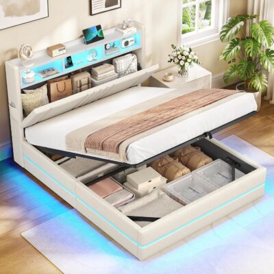 AOGLLATI Cama Matrimonial 140×190 cm con Almacenamiento...