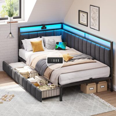 DICTAC Sofá Cama de 90 x 190 con iluminación LED y Toma USB...
